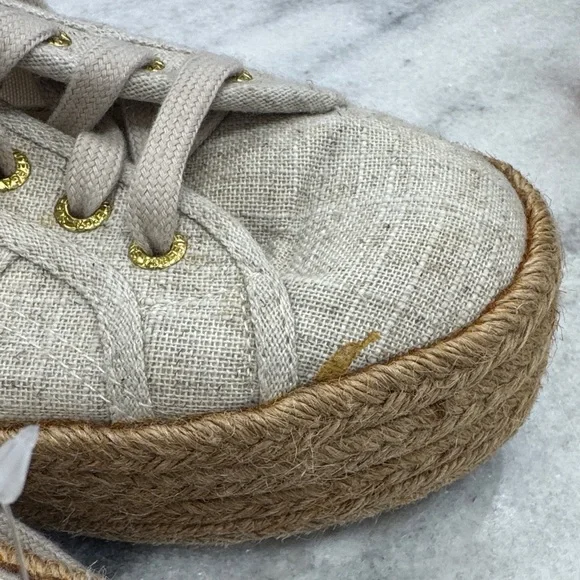 Superga Women's Beige Canvas Espadrille Shoes Size 38 - Picture 3 of 8